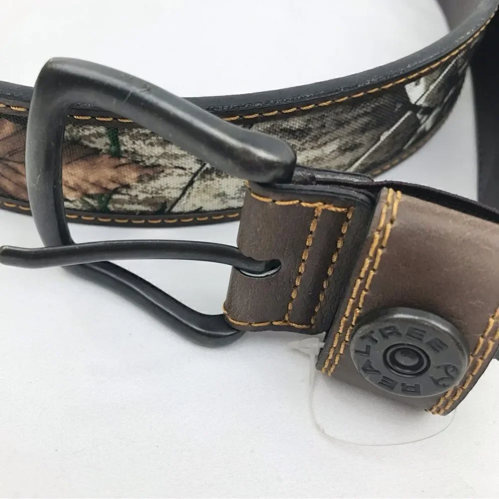 Realtree Brown Leather Camo Print Sportsman Belt NEW